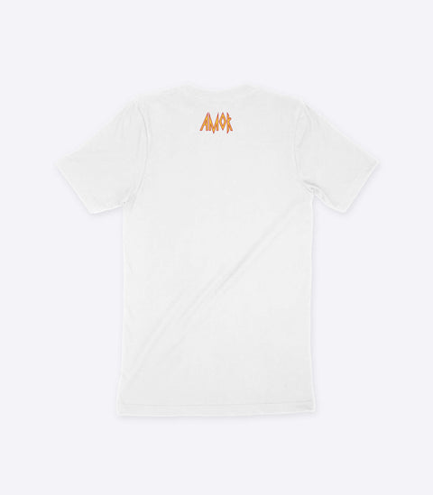 A parody spoof white t-shirt of the classic Def Leppard logo but with the words "Def Bastard" instead - designed by Amok