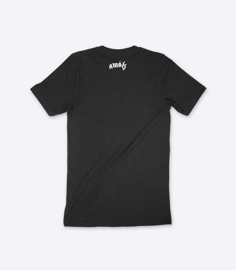 A parody spoof black t-shirt of the classic Motorhead logo but with the word "Mullethead" instead - designed by Amok