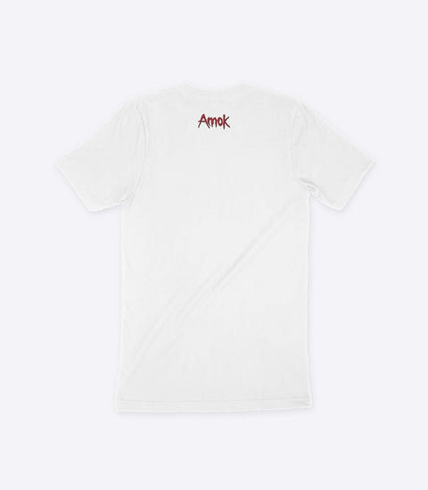 A parody spoof white t-shirt of the classic Slipknot logo but with the word "Sicknote" instead - designed by Amok